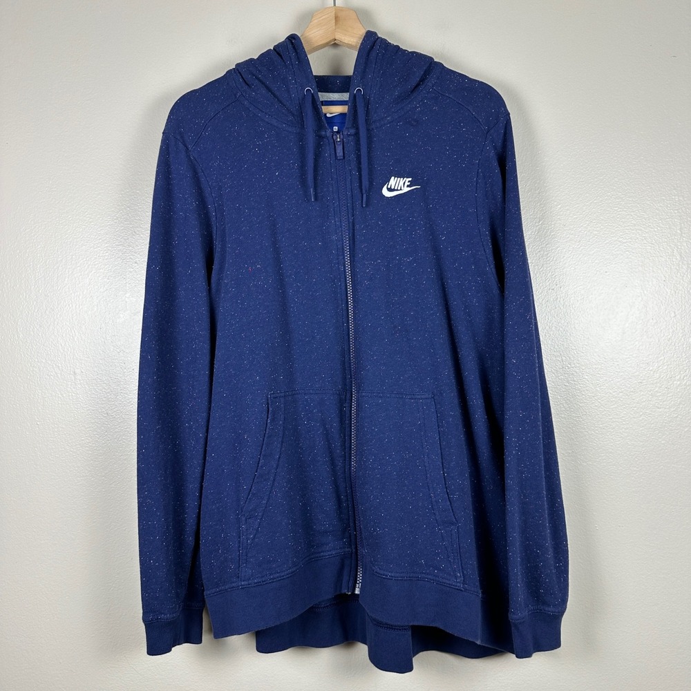 Nike Men's XL Full Zip Hoodie Blue Speckled Space Dye Y2K Streewear